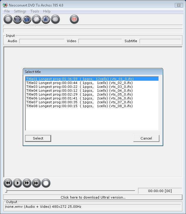 Neoconvert DVD To Archos 705  4.0