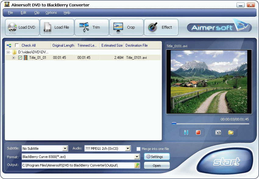 DVD to BlackBerry Converter  2.0.3.0