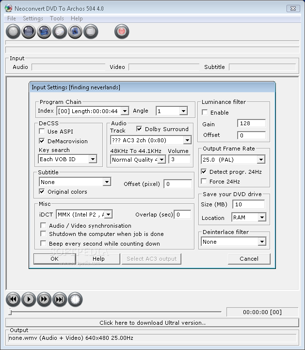 Neoconvert DVD To Archos 504  4.0